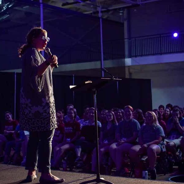 A speaker on stage at BCYC Encounter